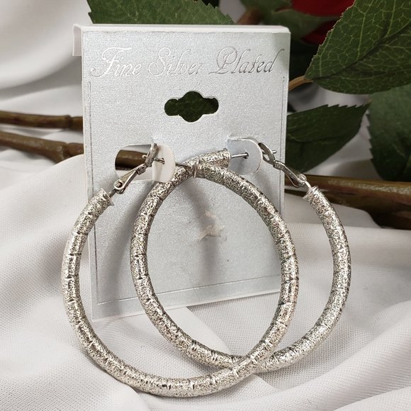 Beautiful Silver Plated Hoop Earrings NWT
